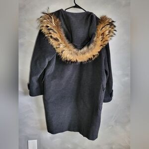 WEEKEND BY MAXMARA Mid Thigh Length Virginwool real fur hood Parka Trench Coat 8